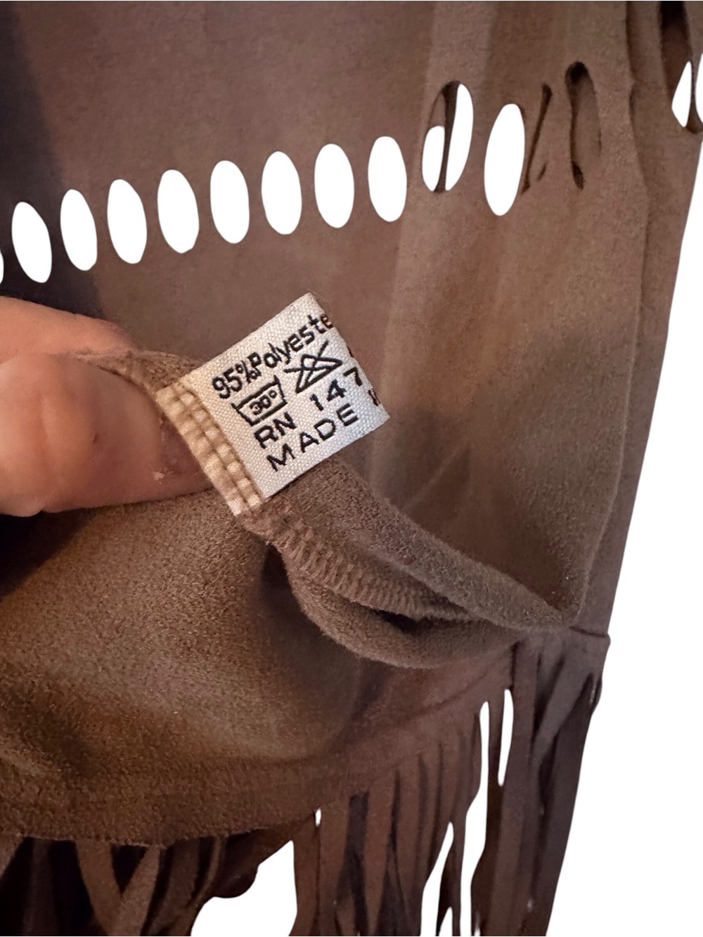 Brown Fringe Faux Suede Vest - Picture 3 of 6